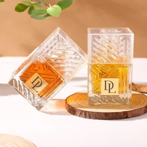 High Grade 100ml Transparent Striped Glass Perfume Dispenser Bottle Square Pump Sprayer Low Key Basic Style Direct Bottles