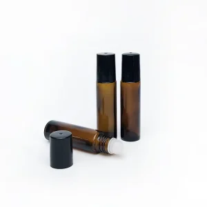 High Quality 10ml Amber Essential Oil Perfume Roll on Glass Bottle with Roller Ball