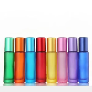 High Quality Colorful 10ml Glass Roll on Bottle Set Frosted Glass Roller Bottle for Essential Oil Perfume