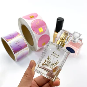 High Quality Custom Printed Waterproof Sticker Roll Vinyl Adhesive Packaging Labels for Perfume Lipstick Skin Care & Toothpaste