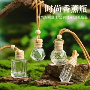 High Quality Hanging Car Air Freshener Bottle with Natural Wood Cap for Essential Oils & Perfume