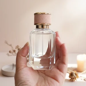 High Quality Luxury Irregular Design 30ml 50ml 100ml Glass Empty Customized Screen Printed Pink Cap Spray Perfume