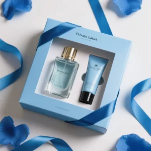 High Quality Private Label Unisex Perfume Gift Set Blue Body Lotion Cream with Fine Fragrance Mist for Men and Women