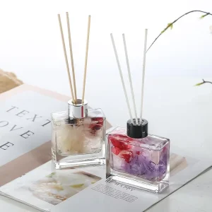 High Value 100ml & 50ml Square Aromatherapy Glass Bottles Empty Indoor Fragrance Rattan Perfume