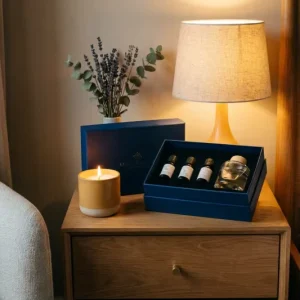 High end Custom Logo Aromatherapy Box Set Luxury Two piece Lid and Base Gift Packaging with Gold Foil and Inner Liner