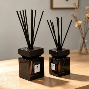 High end Large Square Glass Flameless Essential Oil Diffuser Bottle Refillable Aromatic Container Colorful Screen Printing