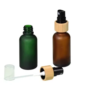 High quality 30ml Frosted Perfume Glass Spray Natural Bottle Reusable Bamboo Cosmetic Packaging