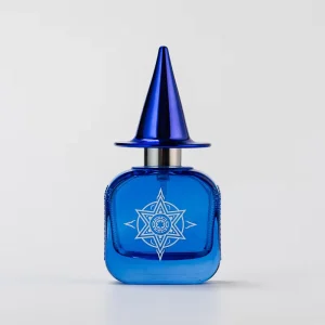 Home Decor Customize Logo Blue Glass Perfume Bottle with Blue Lid