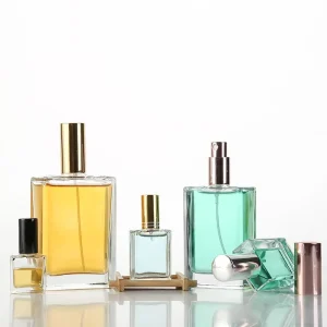 Hot Stamping Clear Square Perfume Bottle 50ml Glass Parfum Packaging