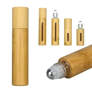 In Stock Custom Logo Natural Bamboo Packaging Cosmetic Empty Luxury Glass 3ml/5ml/10ml Sizes Perfume Bottle