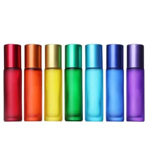 In Stock Custom Roll on Perfume Bottle Colorful Roller Ball Glass Bottle 5ml 10ml Glass Essential Oil Perfume Roller Bottle