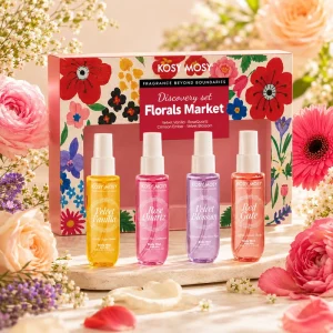 KOSY MOSY 40ml 4 Pcs Body Mist Set Custom Women Body Mist Long Lasting Perfume Spray