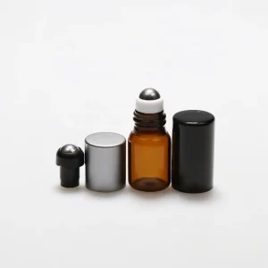 Lanjing 10ml Frosted Glass Roll On Perfume Bottle Flat Empty Cosmetic Oil Container with Roll Cap for Diffuser Screen Packaging