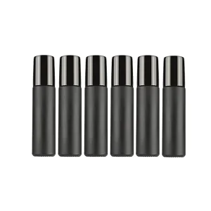 Lanjing 5ml 10ml Frost Clear Essential Oil Roller Bottle Black Empty Roll on Container with Screw Cap