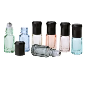 Large Stock 3ml 6ml Glass Perfume Roll on Bottle Octagonal Glass Deodorant Roll on Bottles with Stainless Steel Roller Ball