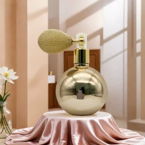 Leak Proof 100ml Clear Round Glass Bottle with Pump Sprayer Airbag Accessory Reed Diffuser Compatible for Perfume Aromatherapy