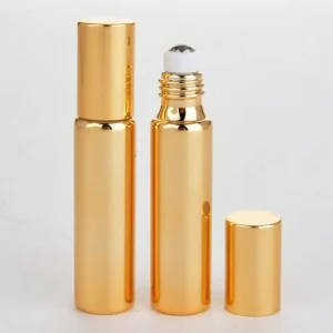 Light Proof 3ml 5ml Gold Silver Roller Bottle 10ml Electroplated Perfume Oil Roll on Bottle With Stainless Steel Ball