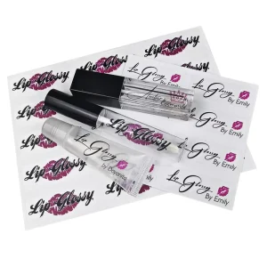 Lip Gloss Label Glassy Bopp Finish Custom Transparent Sticker Satin Touch Clear for Niche Fragrance Brand Identity Liquid Saf