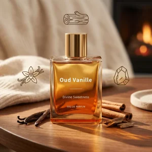 Long Lasting Unisex Oud Vanilla Warm Woody EDP Perfume OEM Private Label Thick Amber Glass Minimal Chic Gift
