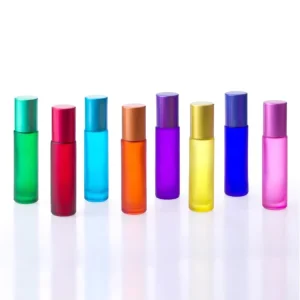 Luxury 10ml Frosted Green Orange Black Glass Roller Bottle Cute Sample Perfume Roll on Bottle