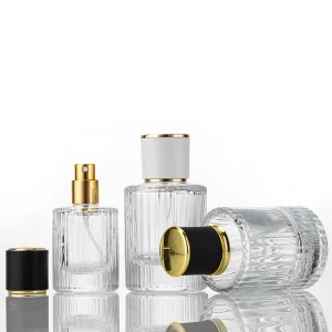 Luxury 30ml 50ml 100ml Cylinder Shape Striped Glass Classical Fragrance Parfum Spray Empty Perfumes Packaging Bottles