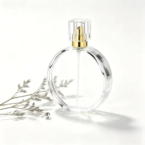 Luxury 30ml Flat Shape Cosmetic Glass Perfume Bottle with Custom Logo Cap Minimum Order 100pcs