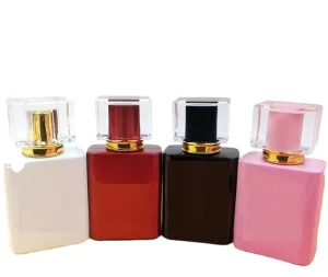 Luxury 50ml Colored Square Glass Perfume Bottle White Black Men’s Perfume Bottle Classic Perfume Bottle