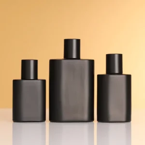 Luxury 50ml Square Flat Spray Matt Black Men’s Empty Glass Perfume Bottle Packaging