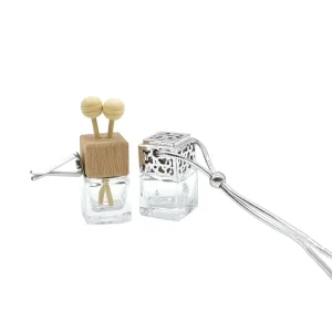 Luxury 5ml 8ml 10ml Car Air Freshener Perfume Bottle Mini Glass Diffuser Essential Oil Aromatherapy Bottle with Wooden Cover