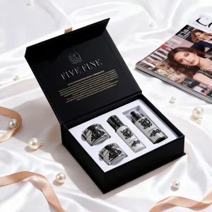 Luxury Black Purple Beige Skin Care Cosmetic Packaging Gift Cardboard Boxes Custom High End Handmade Rigid Boxes Embossing