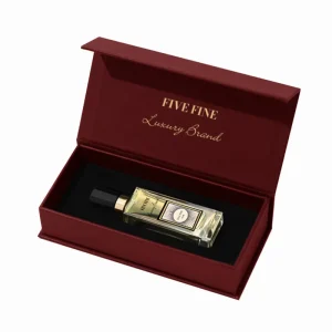 Luxury Cardboard Skincare & Perfume Gift Box Red Green Rectangular Magnetic Closure Essential Oil Box with Gold Stamping Logo