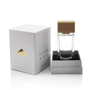 Luxury Clear Glass Empty Cologne Bottles Custom Design Men’s Cologne Bottles with Wooden Cap Perfume Bottle Boxes