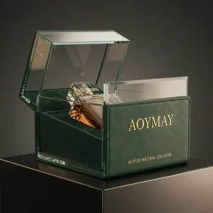 Luxury Crystal Perfume Bottle with Leather Display Box Custom Logo Fragrance Vessel Gift Set