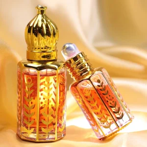 Luxury Custom 6ml 12ml Essential Oil Bottle Gold Plated UV Dubai Glass Roll On Perfume Bottle for Fragrance Arabian