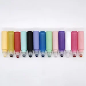 Luxury Custom Colorful Empty 10ml 0.33oz Roll on Perfume Oil Glass Bottle with Stone Roller Ball