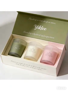 Luxury Design Gold Foil 3 Pcs Candle Box for Jar Aromatherapy Scented Candle Rigid Paper Gift Box Essential Oil Packaging Box