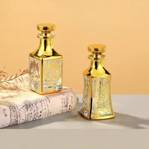 Luxury Dubai Style Engraved Gold Glass Roller Ball Bottle 150ml Portable Perfume Oil Container