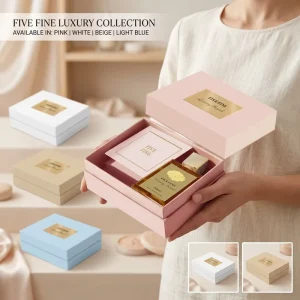 Luxury Eco-Friendly Pink White Perfume Packaging Box Photo Frame Option Hot Stamping Embossing Bronzing Logo Rigid Box