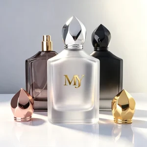 Luxury Empty 100ml Cut Corner Square Gradient Black Glass Perfume Bottle Fine Mist Spray Bottle With Pointed Multi faceted Cap