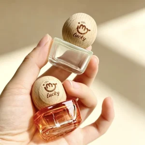 Luxury Empty Fancy Perfume Roll on Perfume 8ml Square Glass Roll on Bottle with Wooden Lid Cap for Essential Oil