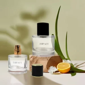 Luxury Flat Glass Perfume Bottle 30ml 50ml Heavy Base Empty Recyclable ISO9001:2015 Certified Custom Logo Screen Pump Sprayer