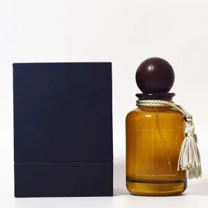 Luxury Fragrance Transparent Amber Frosted Empty 30ml 50ml 100ml Glass Perfume Bottle Wooden Cap Box Packaging Screen Printing