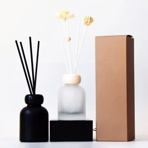 Luxury Frosted Cylinder Glass Bottle 50ml 100ml 150ml 200ml Screw Cap Hot Stamped Empty Fragrance Bottle with Box