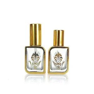 Luxury Glass Attar Roll on Bottles Golden 10ml Square Saudi Arabia Glass Bottles Attar Oud Perfume Tola Glass Bottle