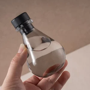 Luxury Grey Round 100ml Empty Reed Diffuser Bottle Glass Home Perfume Scent Oil Aromatherapy Bottle with Cap