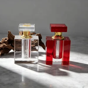 Luxury Handmade 3ML 6ML 12ml Clear and Red K9 Crystal Essential Oil Bottles for Women and Men Souvenir Gifts
