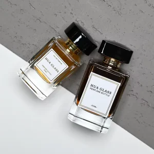 Luxury Men’s Empty Square Perfume Bottle Pump Crimp 30ml 50ml 100ml Glass Perfume Clear Bottle With Black Cap
