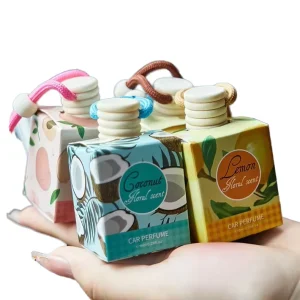 Luxury Modern Style 5ml 10ml Glass Perfume Bottle Car Air Freshener Hanging Aromatherapy Fragrance Essential Oil Pendant