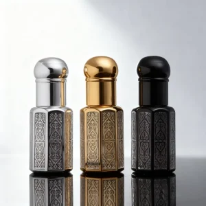 Luxury Octagonal 3ml 6ml 12ml Crystal Glass Roll on Perfume Oil Bottles Gold Stamping Roller Lid Custom Gift Box Skincare Serum