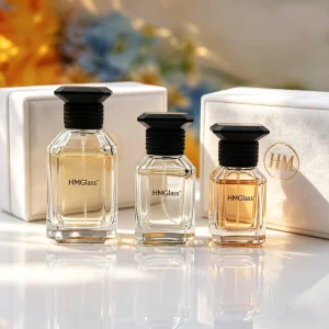 Luxury Perfume Glass Spray Bottle 30ml 50ml 100ml Durable Customized Gift Box Lid Gold Stamp Screen Printing Sprayer